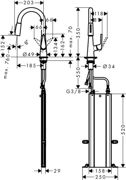 Hansgrohe Talis M51 Einhebel-Küchenmischer 160 mit Ausziehbrause und sBox, edelstahl finish