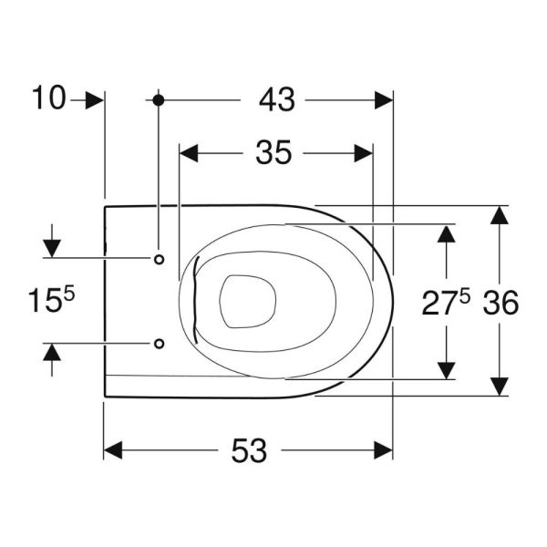 Geberit iCon Tiefspül-WC, 53x35,5cm wandhängend, ohne Spülrand weiß