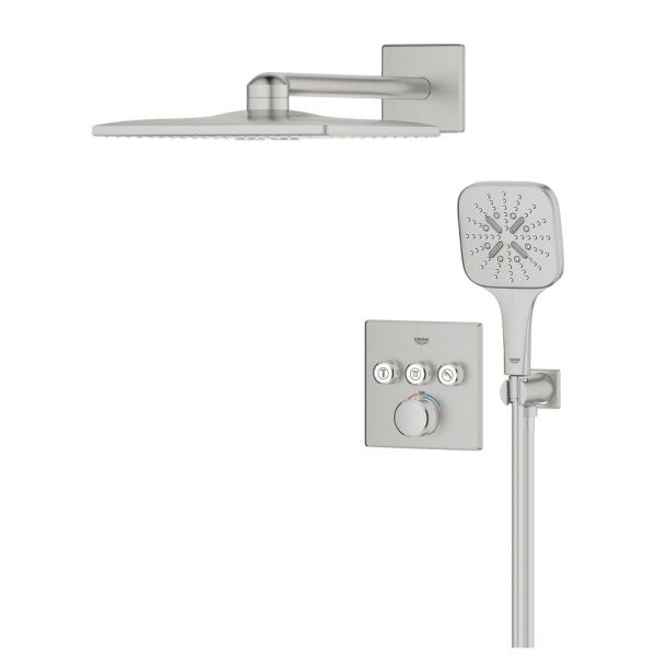 Grohe Grohtherm SmartControl Duschsystem Unterputz mit Rainshower SmartActive 310 Cube supersteel 34864DC0