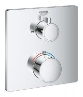 Grohe Grohtherm Wannenthermostat mit integrierter 2-Wege-Umstellung, eckig, chrom 24080000