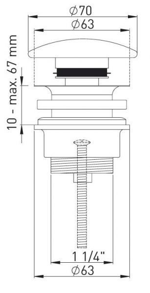 Design-Ablaufventil mit Keramik-Oberteil, nicht verschließbar, weiß