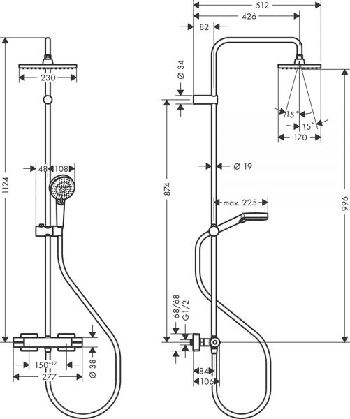 Hansgrohe Vernis Shape Duschsystem 230 chrom 26097000