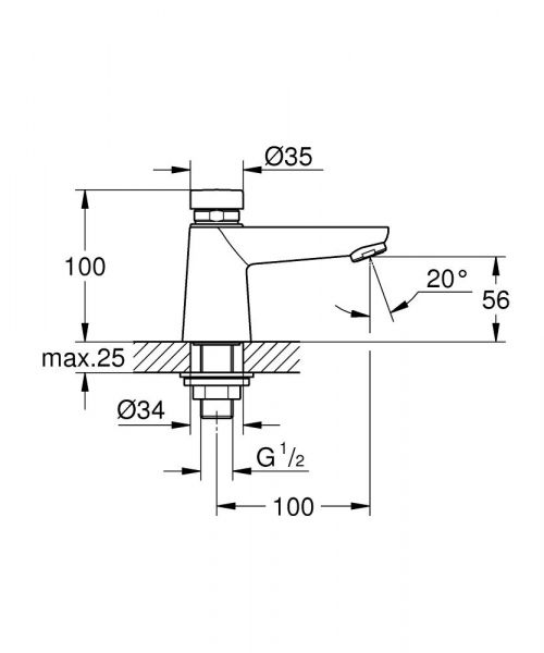 Grohe Euroeco CT Selbstschluss-Standventil, chrom