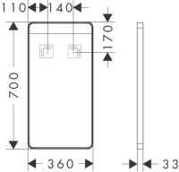 Vorschau: hansgrohe Xarita Lite Q Spiegel rechteckig 36x70cm, horizontale LED-Beleuchtung, IR Sensor
