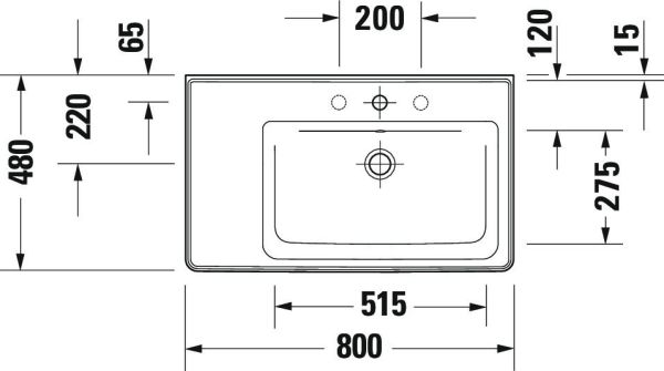 Duravit D-Neo Waschtisch rechteckig 80x48cm, mit Überlauf, mit Wondergliss, weiß 23708000001