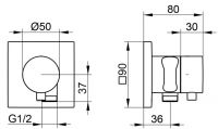 Vorschau: Keuco IXMO 3-Wege Ab-u.Umstellventil eckig m. Schlauchanschluss u. Brausehalter Griff Comfort