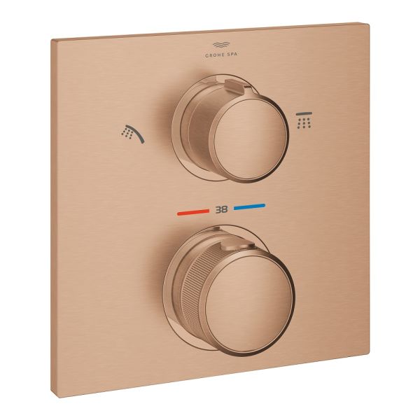 Grohe Allure Thermostat, 2 Verbraucher, eckig warm sunset gebürstet