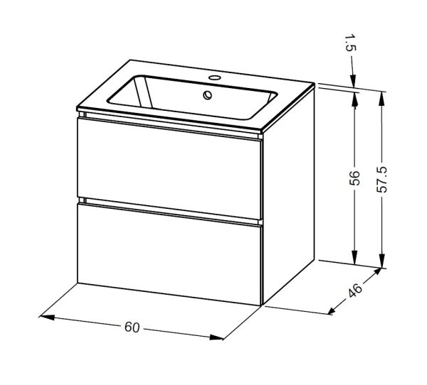 RIHO Spring Dew Waschtisch mit Unterschrank 60x46cm & Spiegelschrank