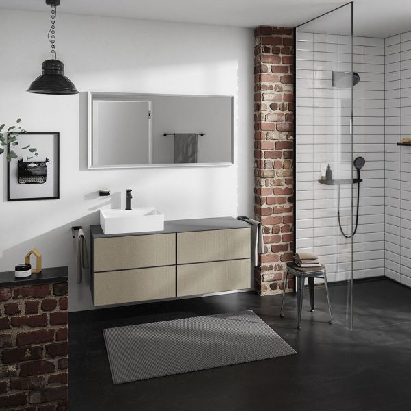 Hansgrohe Xevolos E Unterschrank 137cm für Aufsatzwaschtisch links mit Konsole, 4 Schubkästen