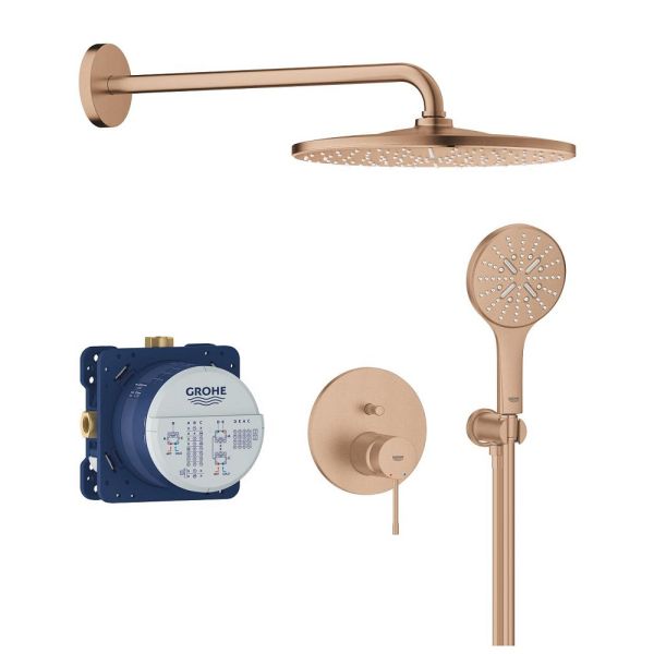 Grohe Essence Duschsystem Unterputz mit Rainshower Mono 310, warm sunset gebürstet