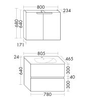 Vorschau: Burgbad Rocio Badmöbelset 80cm mit Keramik-Waschtisch, Spiegelschrank & Unterschrank SGYQ080