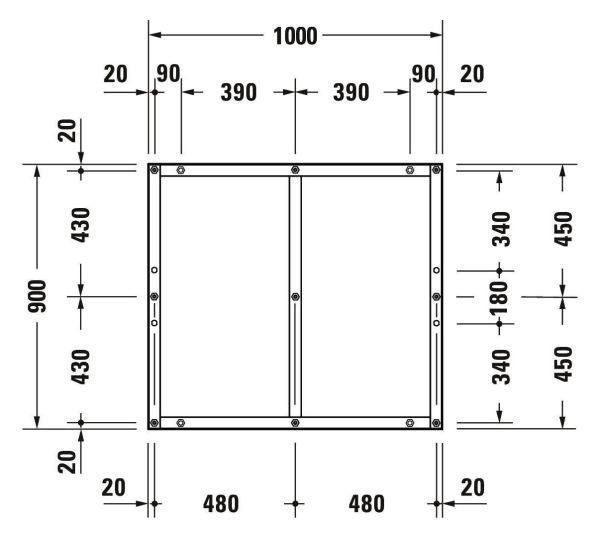 Duravit Tempano Fußgestell höhenverstellbar 70 - 100mm 1000x900x85mm