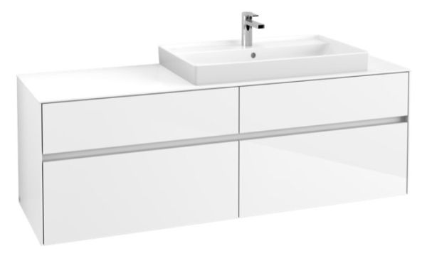 Villeroy&Boch Collaro Waschtischunterschrank passend zu Aufsatzwaschtisch 4A338G, 4 Auszüge, 160cm glossy white, C02700DH