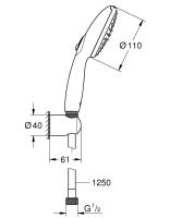 Vorschau: Grohe Tempesta 110 Wandhalterset mit Brauseschlauch 125cm, 2 Strahlarten, 7,4 l/min, matt black