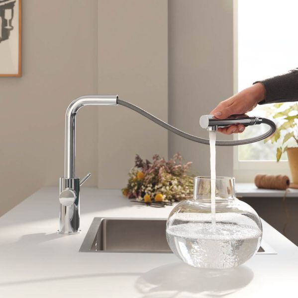 Grohe Blue Pure Minta Küchenarmatur mit Filterfunktion, herausziehbarer L-Auslauf, chrom 30590000