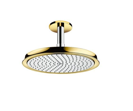 Hansgrohe Raindance Classic 240 Air 1jet Kopfbrause mit Deckenanschluss 10cm, chrom/gold