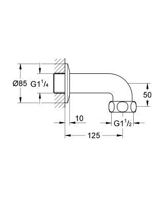 Grohe Abgangsbogen 1 1/2"x 1 1/4" DN32, chrom