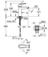 Vorschau: Grohe Eurosmart Einhand-Waschtischbatterie M-Size mit Verbrühschutz und Push-Open, chrom