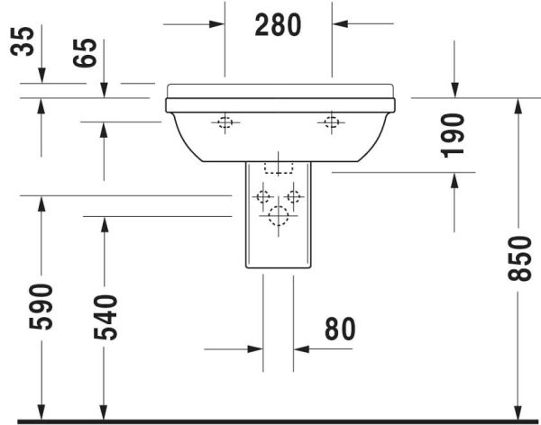 Duravit Starck 3 Waschtisch 60x45cm, mit Überlauf, ohne Wondergliss, weiß 0300600000