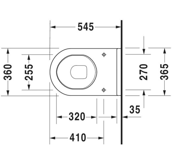 Duravit Starck 3 Wand-WC 54,5x36,5cm, erhöht, weiß