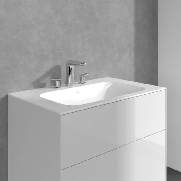 Villeroy&Boch Antao Dreiloch-Waschtischarmatur mit Push-Open Ablaufgarnitur