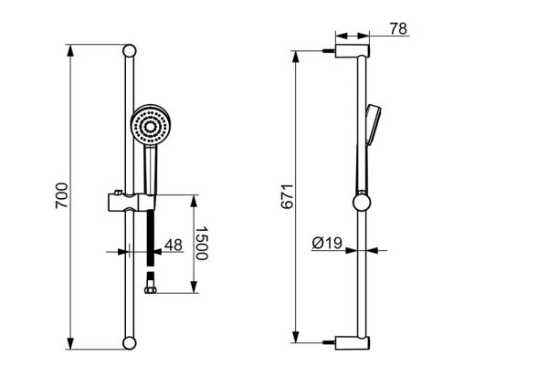 Hansa Hansabasic Wandstangengarnitur Ø 90mm, 1-strahlig, chrom