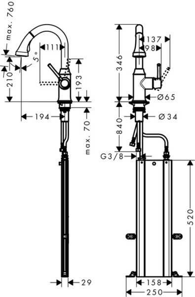 Hansgrohe Talis M53 Küchenarmatur 210 mit Ausziehbrause und sBox, chrom