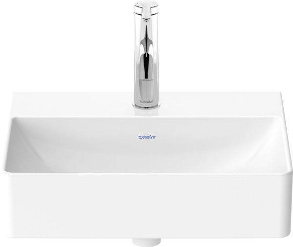 Duravit DuraSquare Handwaschbecken rechteckig 45x35cm, ohne Überlauf, mit Hahnloch und WonderGliss, weiß 2344100058