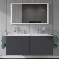 Vorschau: Duravit ME by Starck Doppelwaschtisch 130x49cm, 2 Hahnlöcher, mit Überlauf, WonderGliss, weiß 23361300001