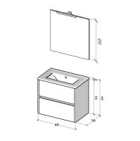 Vorschau: RIHO Porto Square Waschtisch mit Unterschrank 60cm & LED-Spiegel