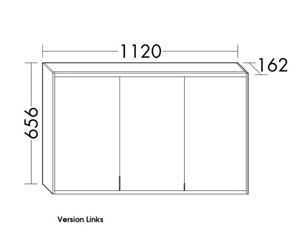 Burgbad Yso Spiegelschrank mit horizontaler LED-Beleuchtung, 3 Spiegeltüren, 112x65,6cm SPHA110LF2119PN280