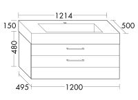 Vorschau: Burgbad Crono Mineralguss-Waschtisch 121,4x63x50cm mit Unterschrank, 2 Auszüge SEUU121F1786C0001G0141