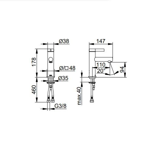 Keuco IXMO Pure Einhebel-Waschtischmischer 100 ohne Zugstange, 59502011100