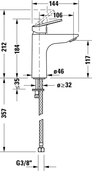 Duravit No.1 Einhebel-Waschtischmischer M Minus-Flow ohne Zugstangen-Ablaufgarnitur, chrom