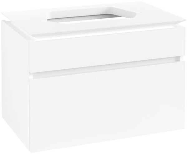 Villeroy&Boch Legato Waschtischunterschrank 80x50cm für Aufsatzwaschtisch, 2 Auszüge, white, B75400DH