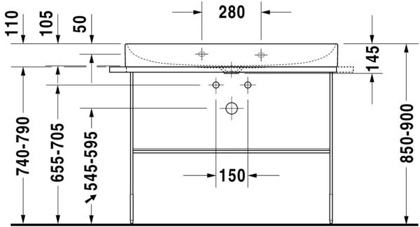 Duravit DuraSquare Waschtisch 100x47cm, ohne Überlauf, ohne Hahnloch, mit nicht verschließbarem Ablaufventil, weiß 2353100079