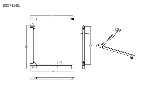 Villeroy&Boch ViCare Duschhandlauf, 70cm, chrom 92171561