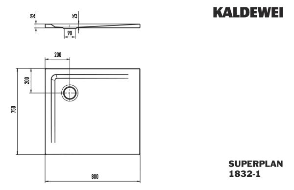 Kaldewei Superplan Rechteck-Duschwanne mit Wannenträger extraflach 3,7cm