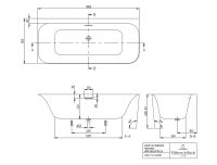 Vorschau: Villeroy&Boch Loop&Friends Vorwand-Badewanne für Eckeinbau, linke Ausführung, 180x80cm, weiß UBA180LSF9CL00V-01 Tech Zeichnung