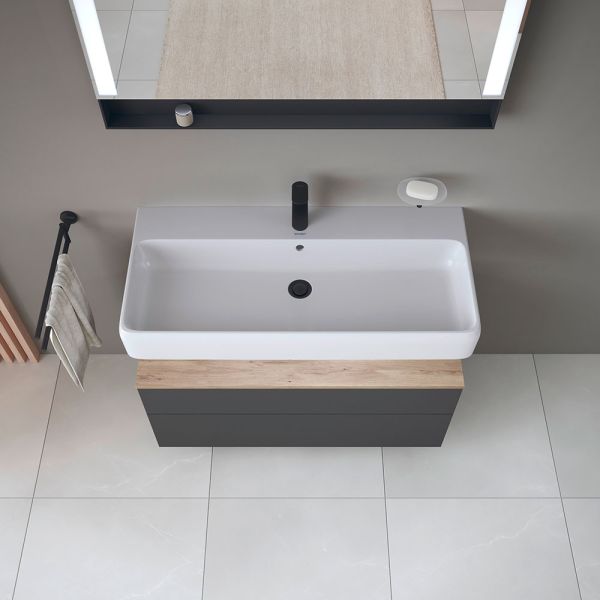 Duravit Qatego Unterschrank 99x47cm in graphit mit offenem Fach in eiche QA4395