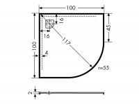 Vorschau: Polypex RONDO 100 Viertelkreis-Duschwanne 100x100x2cm