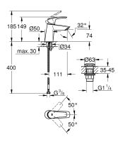 Vorschau: Grohe Eurosmart Einhand-Waschtischbatterie S-Size, mit Push-Open Ablaufgarnitur, wassersparend