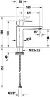 Vorschau: Duravit Manhattan Einhebel-Waschtischarmatur M ohne Ablaufgarnitur FreshStart, chrom MH1021002010