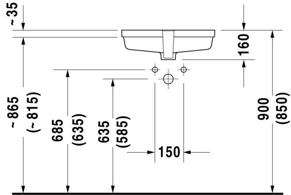 Duravit Vero Unterbauwaschtisch 52,5x35,5cm, ohne Hahnloch, mit Überlauf, weiß 0330480000