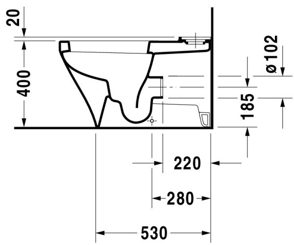 Duravit DuraStyle Stand-WC für Kombination, Tiefspüler 37x70cm, HygieneGlaze, weiß