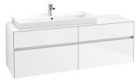 Vorschau: Villeroy&Boch Collaro Waschtischunterschrank passend zu Aufsatzwaschtisch 4A331G, 4 Auszüge, 160cm ohne LED glossy white C02900DH