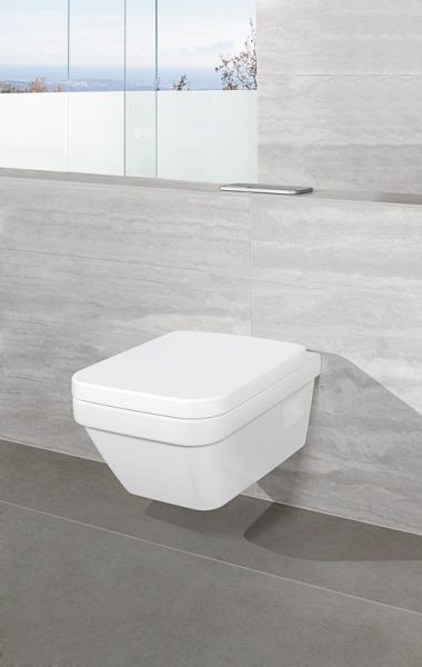 Villeroy&Boch Architectura Wand-WC rechteckig, spülrandlos, WC-Sitz SoftClose, Combi-Pack, weiß, 5685HR01