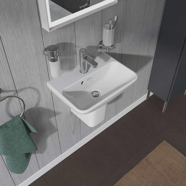 Duravit ME by Starck Handwaschbecken 45x32cm, mit Hahnloch und Überlauf, WonderGliss, weiß 07194500001