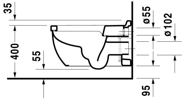 Duravit Starck 3 Wand-WC 62x36,5cm, oval, Durafix, weiß