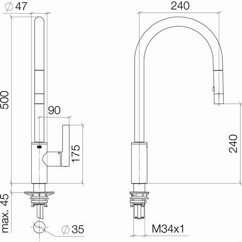 Dornbracht Tara Ultra EHM Pull-Down mit Brausefunktion